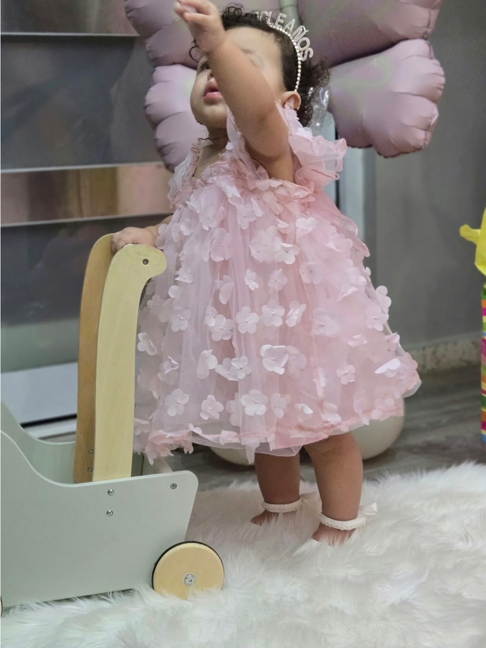 Cozy Pixies Pink Butteffly Tulle Baby Girl Dress